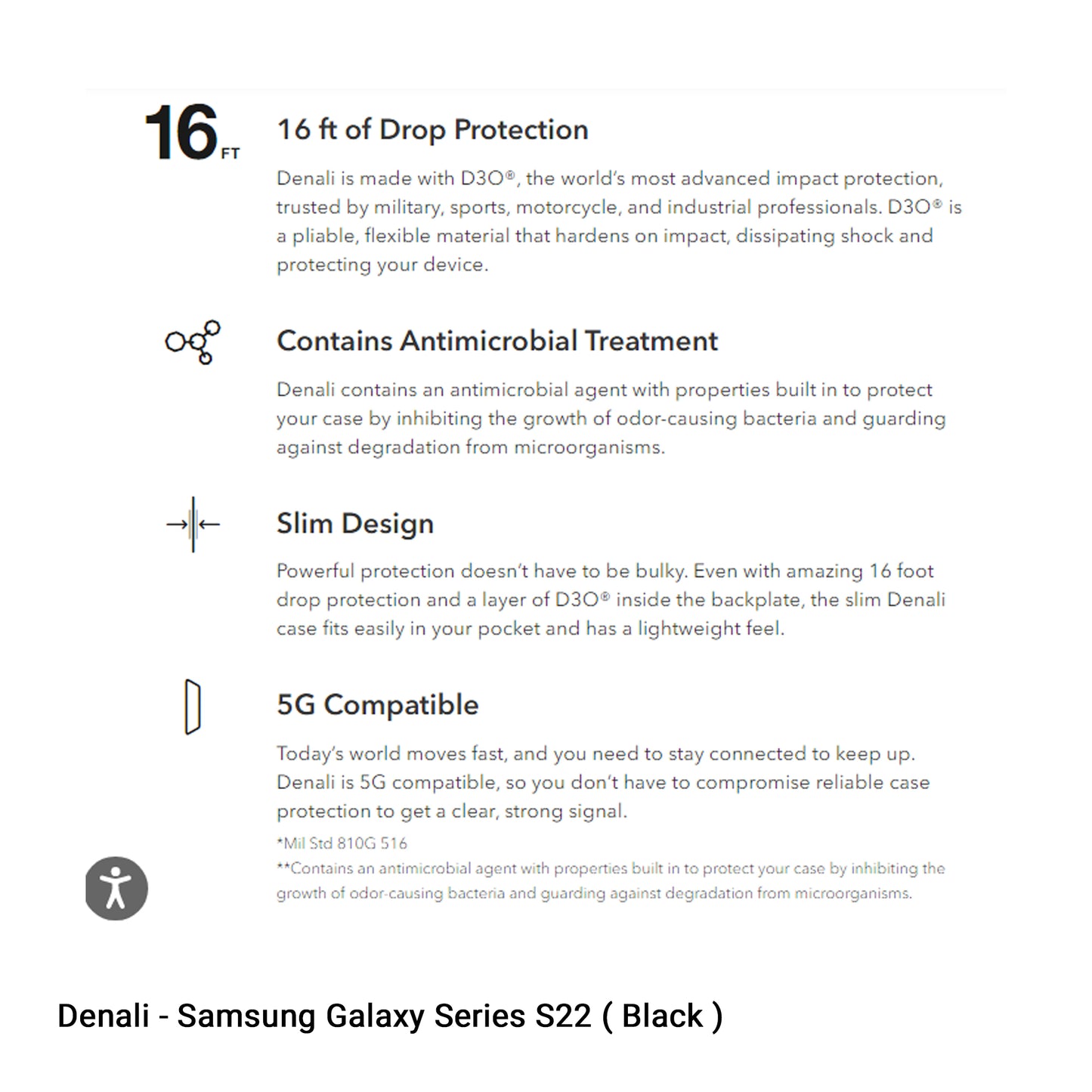 Gear4 D30 Denali Case for Samsung Galaxy S22 Ultra - Black (Barcode: 840056156739 )
