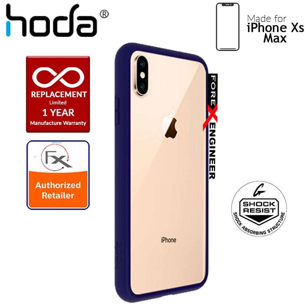 Hoda Crystal Case for iPhone Xs Max - Military Standard Protection - Dark Blue Side