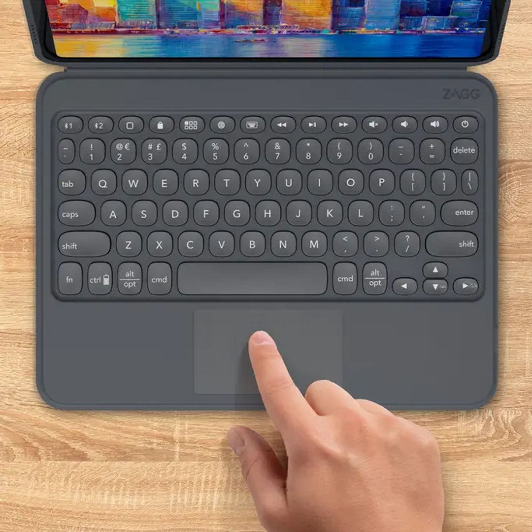 ZAGG Pro Keys with Trackpad for Apple iPad 10.2 inch 7th - 8th - 9th Gen ( 2019 - 2021 ) - Charcoal (Barcode: 840056143432 )