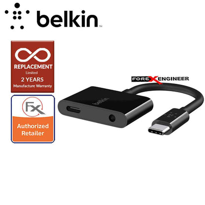 Belkin RockStar™ 3.5mm Audio + USB-C™ Charge Adapter - Black (Barcode : 745883776078 )