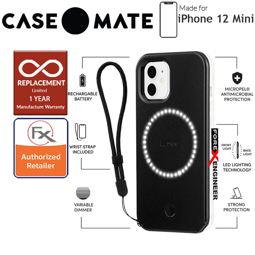 Case Mate LuMee Halo for iPhone 12 Mini 5G 5.4" - Matte Black with MicroPel (Barcode: 846127196741)