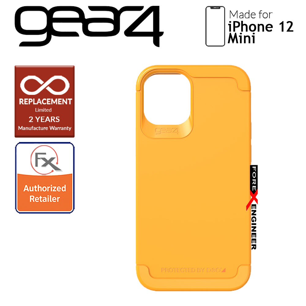 Gear4 Wembley Palette for iPhone 12 Mini 5G 5.4" - D3O Material Technology - Drop Resistant Up to 3 meters - Saffron Yellow (Barcode : 840056129153)