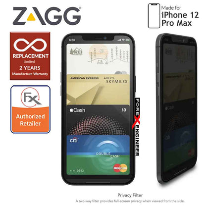 InvisibleShield Glass Elite Privacy+ for iPhone 12 Pro Max 5G 6.7" (Barcode: 840056131835)