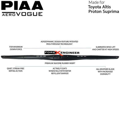 PIAA Aero Vogue Silicon Wiper ( Combo 14‚Äù & 26‚Äù ) for Proton Suprima - Toyota Altis ( Barcode : 4960311017967+4960311018063 )