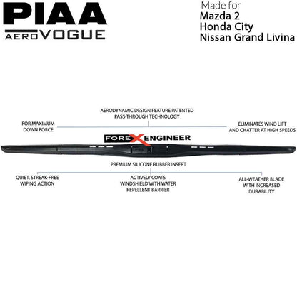 PIAA Aero Vogue Silicon Wiper ( Combo 14‚Äù & 24‚Äù ) for Toyota Vios - Honda City - Nissan Grand Livina - Mazda 2 ( Barcode : 4960311017967+4960311018056 )