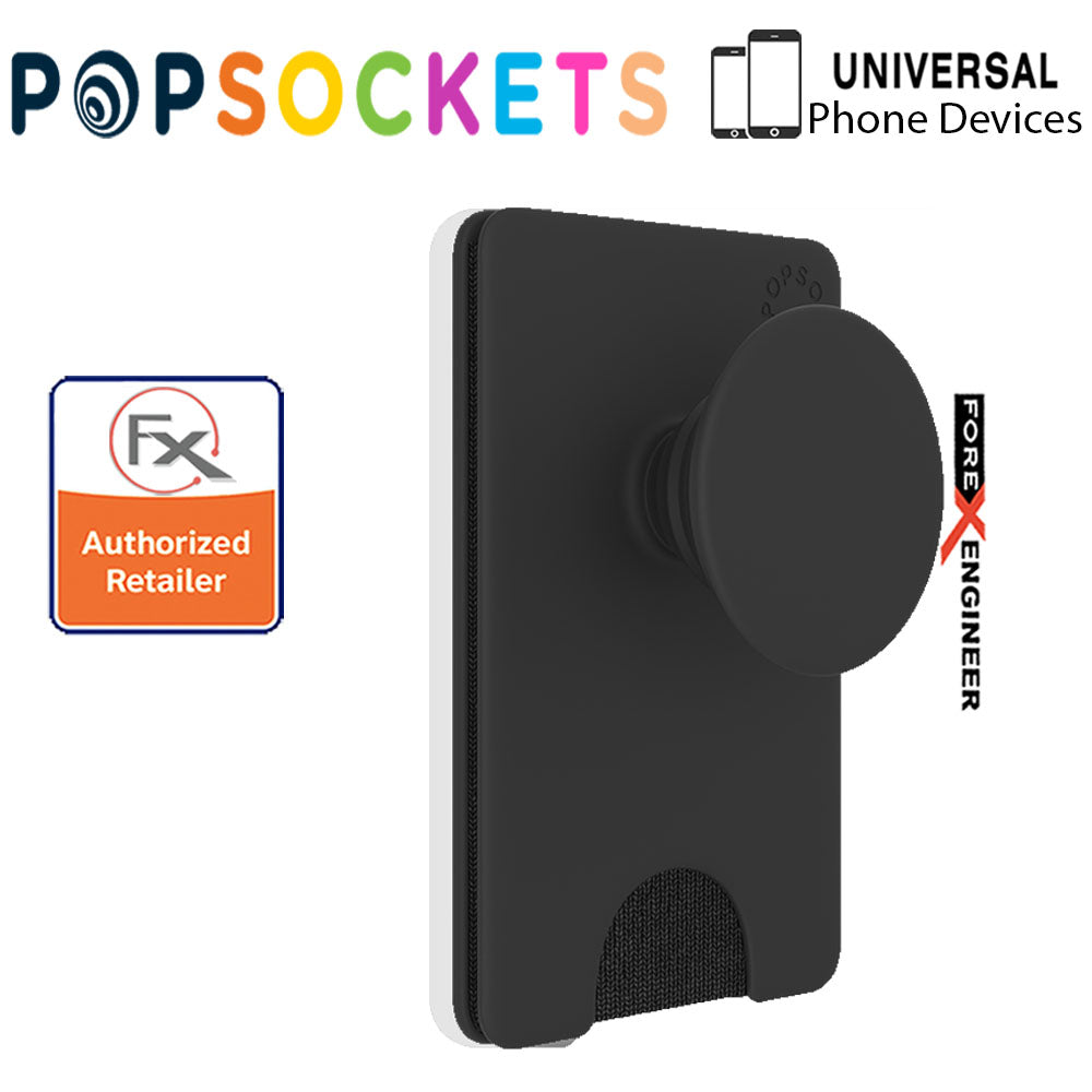 PopSockets PopWallet+ - PopWallet Plus - hold up to 3 credit cards or 6 business cards - Black Color ( Barcode : 842978158075 )