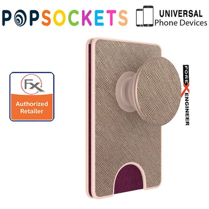 PopSockets PopWallet+ - PopWallet Plus PREMIUM - hold up to 3 credit cards or 6 business cards -  Saffiano Rose Gold Color ( Barcode : 842978158105 )