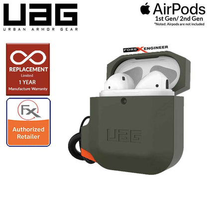 UAG AirPods Gen 1 & Gen 2 Silicone Case - Olive Drab - Orange Color