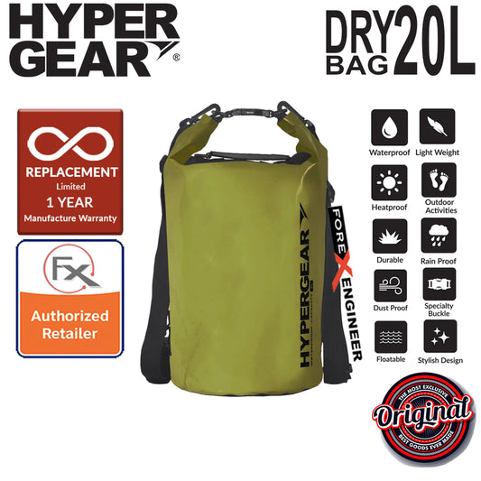 HyperGear Dry Bag 20L - IPX6 Waterproof Specification - Army Green