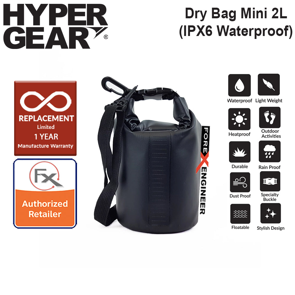 HyperGear Dry Bag Mini 2L - IPX6 Waterproof Specification - Black