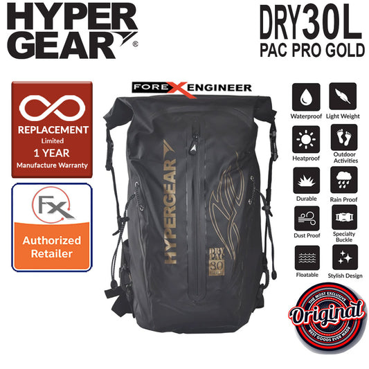 HyperGear Dry Pac Pro Gold 30L - 100% Waterproof & Heavy Duty Material - Black