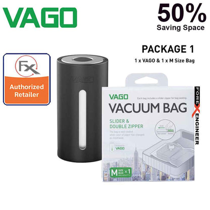 Vago Travel Portable Compressor Vacuum Bag ( FREE 1pcs Vago Vacuum Bag M size )  - Black - Forexengineer-malaysia