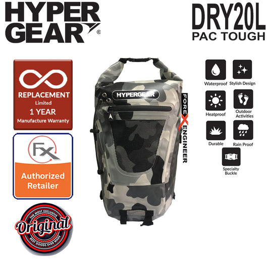HyperGear Dry Pac Tough 20L Backpack - Camouflage Grey Alpha