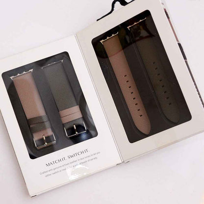 VIVA MADRID Montre Duo Leather Strap for Apple Watch Series 7 - SE - 6 - 5 - 4 - 3 - 2 - 1 ( 41mm - 40mm - 38mm ) - Green & Beige (Barcode: 8886461234572 )