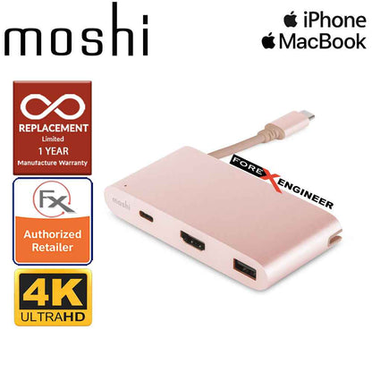 Moshi USB-C Multiport Adapter 3-in-1 hub ( USB-C - HDMI - Micro USB ) - Golden Rose - Forexengineer-malaysia