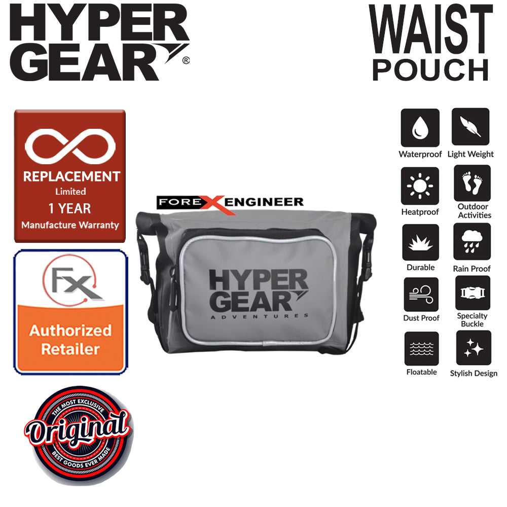 HyperGear Waist Pouch Medium  - 100% Waterproof Pouch, Durable and Comfort - Grey (Motorsport)