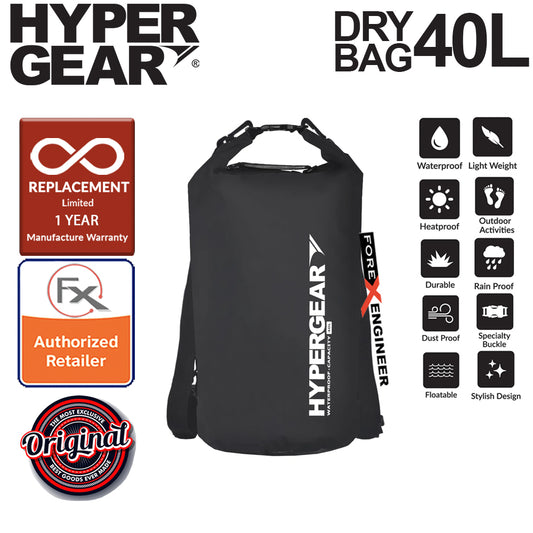 HyperGear 40L Dry Bag - IPX6 Waterproof Specification - Black
