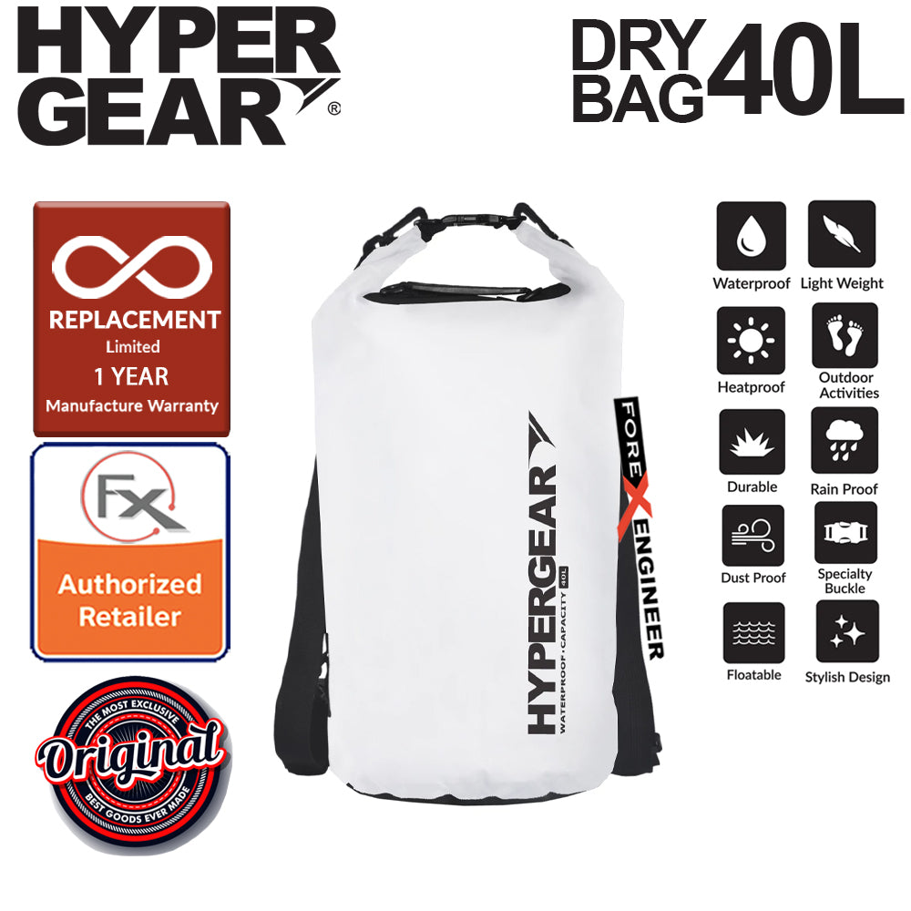 HyperGear 40L Dry Bag - IPX6 Waterproof Specification - Pearl White