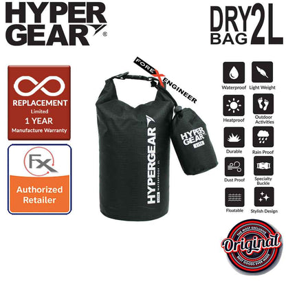 HyperGear Dry Bag Lite 2L - Waterproof IPX6 and Expandable to Full Size Dry Bag - Black - Forexengineer-malaysia