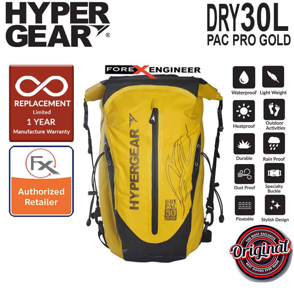 HyperGear Dry Pac Pro Gold 30L - 100% Waterproof & Heavy Duty Material ...