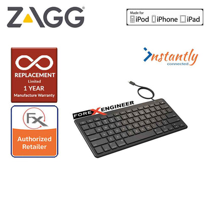 Zagg Lightning Wired Keyboard - 18 inch cable connects to any Apple device with Lightning port - Forexengineer-malaysia