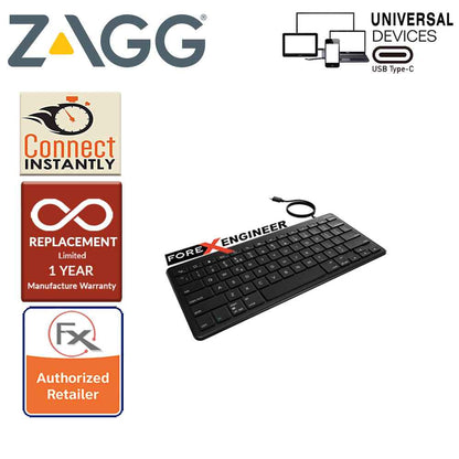 ZAGG Universal Keyboard USB-C Wired - Full Size Keyboard with USB C 1.5m Cable - Forexengineer-malaysia