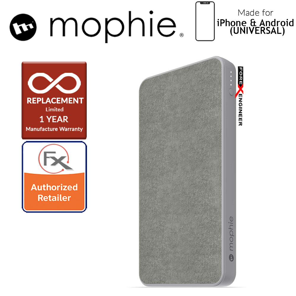 Mophie Powerstation 10,000mAh Power Bank for Smartphones, Tablets & USB Devices (Fabric Design) - Gray