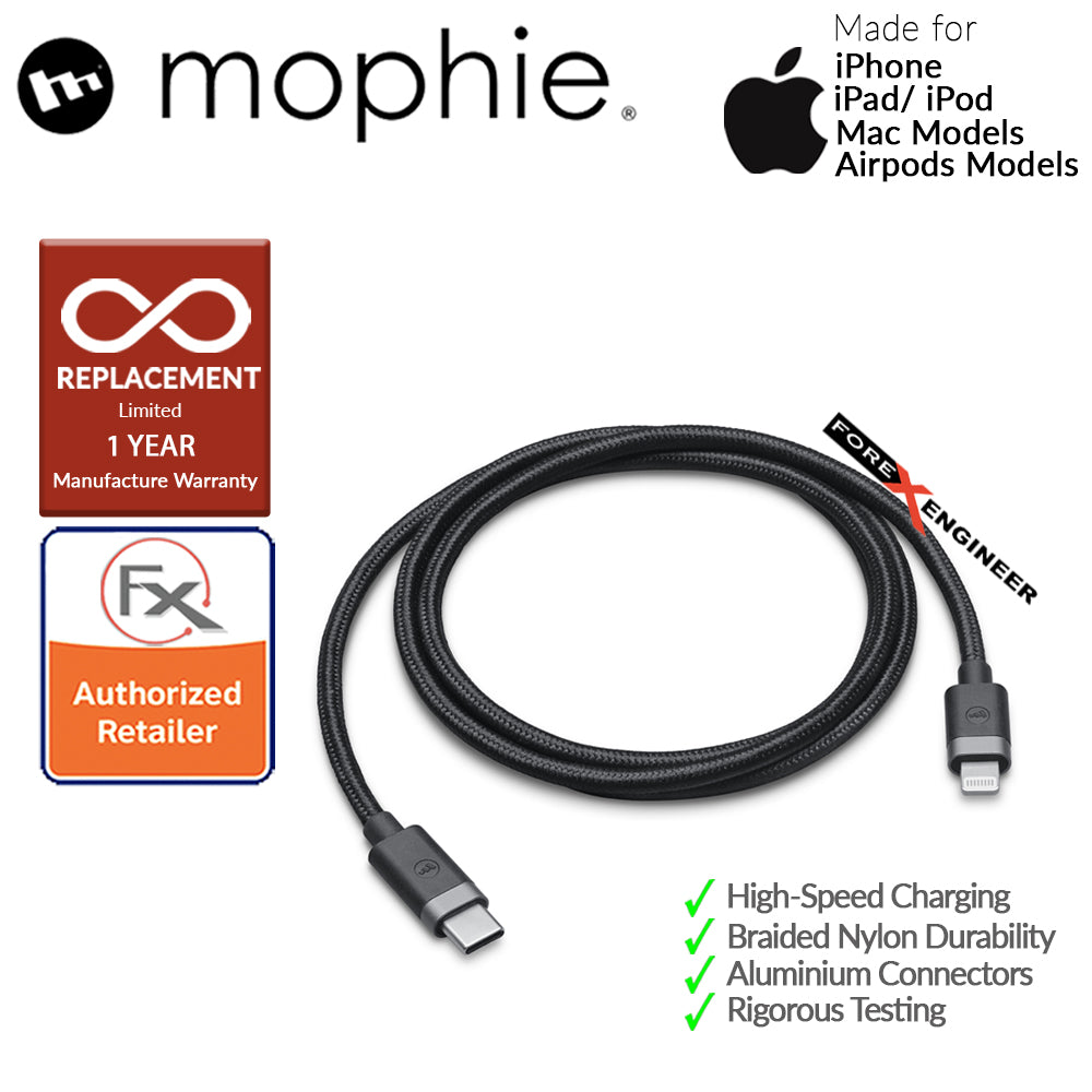 [RACKV2_CLEARANCE] Mophie USB-C to Lightning Cable - 1 meter - Black