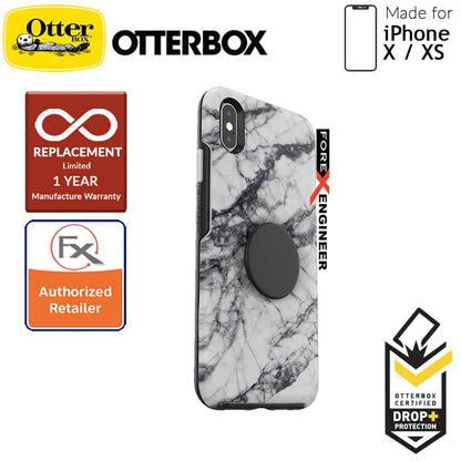 OTTER + POP Symmetry for iPhone X - Xs - Slim Protective Case with Pop Sockets - White Marble - Forexengineer-malaysia