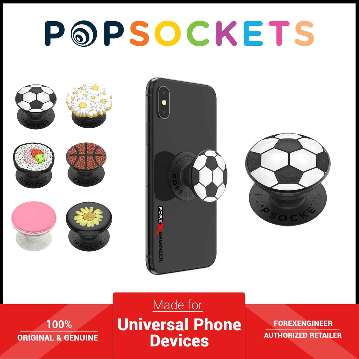 Button Popsockets PopSockets Swappable PopGrip Premium White Posies Popouts ( Barcode ...