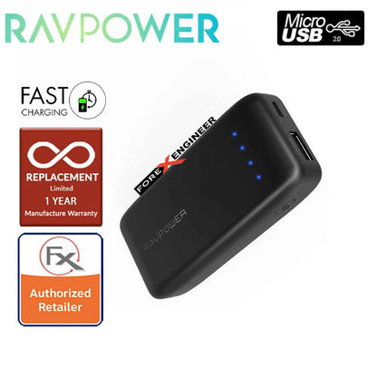 RavPower RP-PB060 Portable Charger 6700mAh - Candy bar Sized Pocket Power Bank - Black - Forexengineer-malaysia