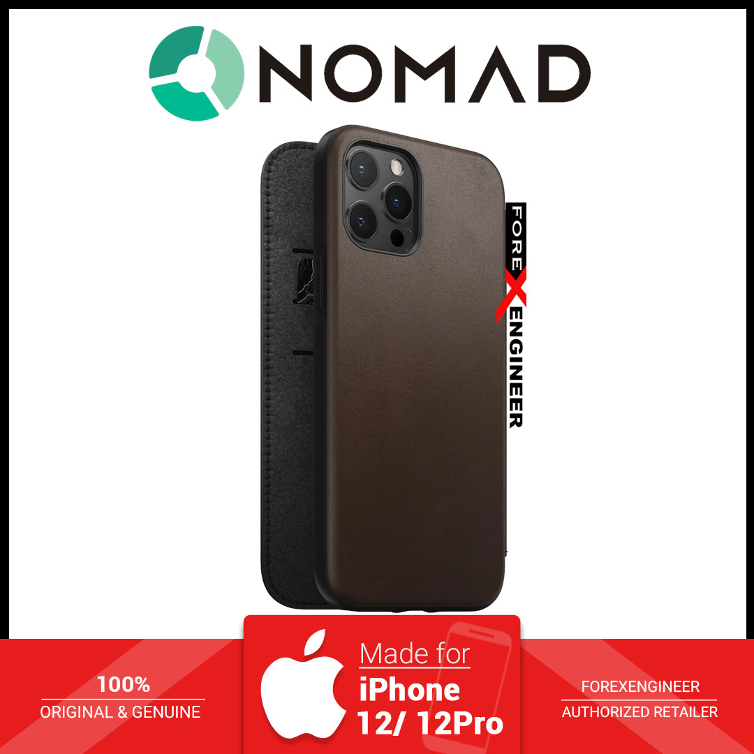 [ONLINE EXCLUSIVE] Nomad Rugged Folio Case for iPhone 12 - 12 Pro 5G 6.1" - Magsafe and 5G Compatible - Rustic Brown ( Barcode : 856500019635 )