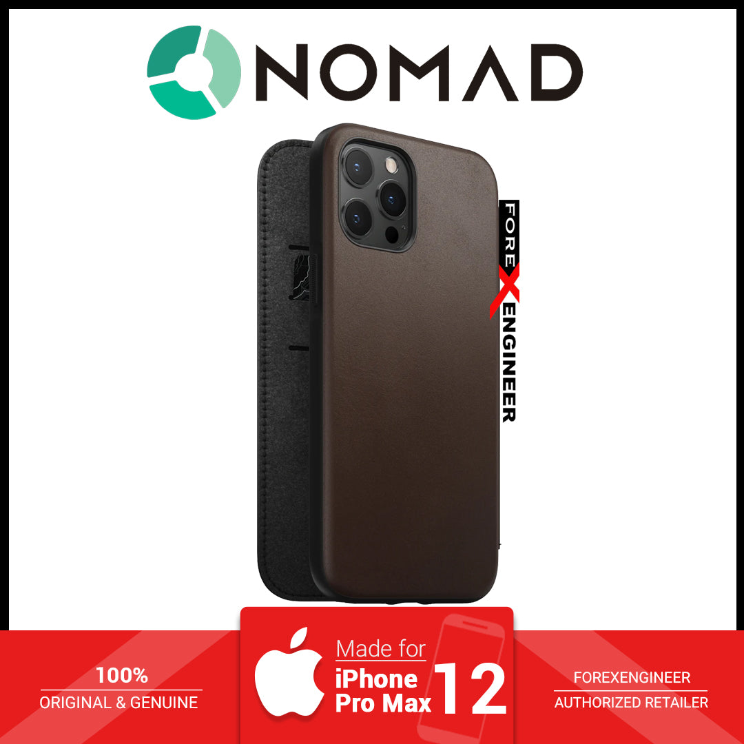 Nomad Rugged Folio Case for iPhone 12 Pro Max 5G 6.7" - Magsafe and 5G Compatible - Rustic Brown ( Barcode : 856500019642 )