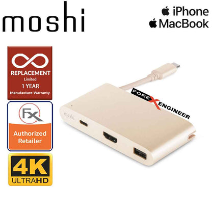 Moshi USB-C Multiport Adapter 3-in-1 hub ( USB-C - HDMI - Micro USB ) - Satin Gold - Forexengineer-malaysia