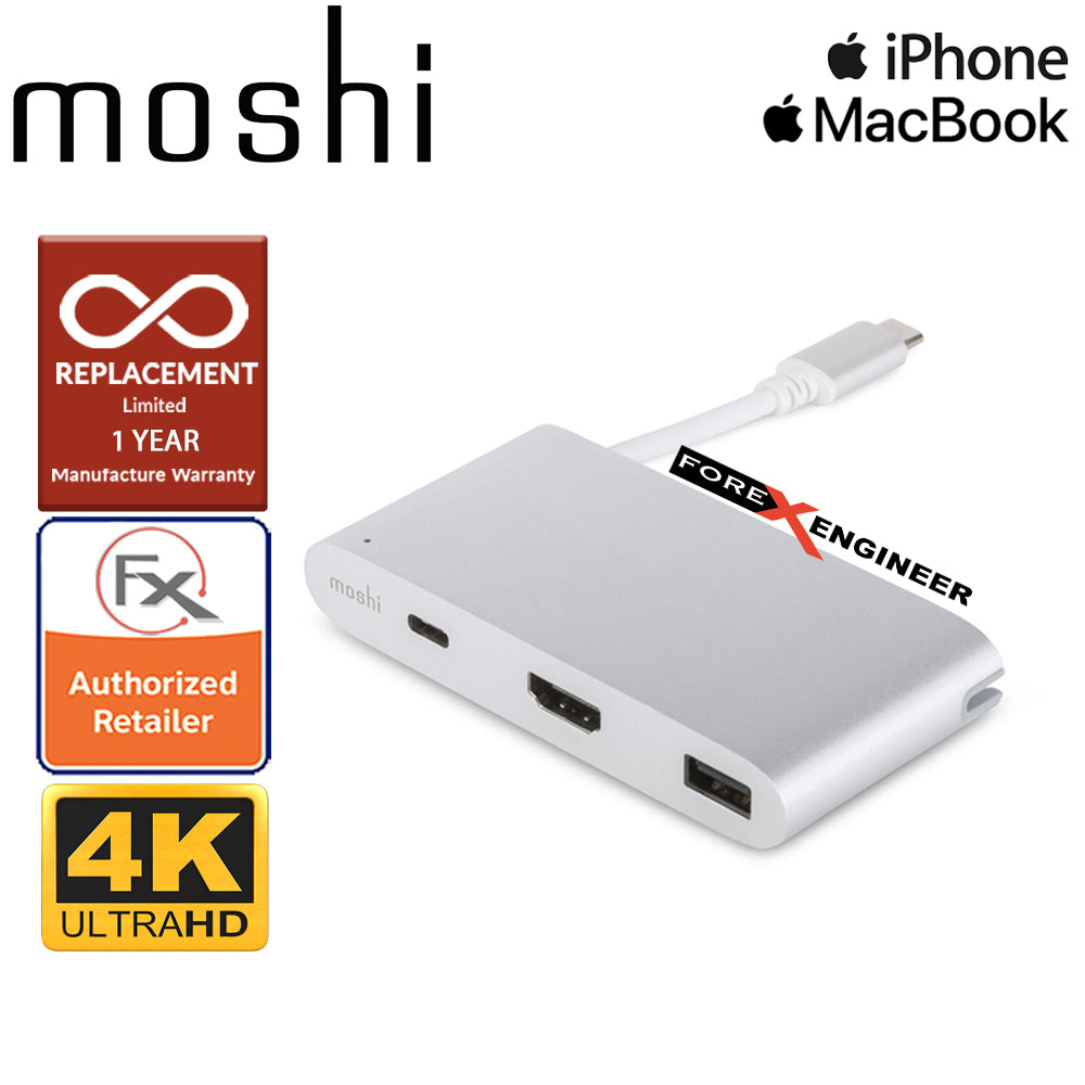 Moshi USB-C Multiport Adapter 3-in-1 hub ( USB-C - HDMI - Micro USB ) - Silver - Forexengineer -Malaysia- 4712052319370