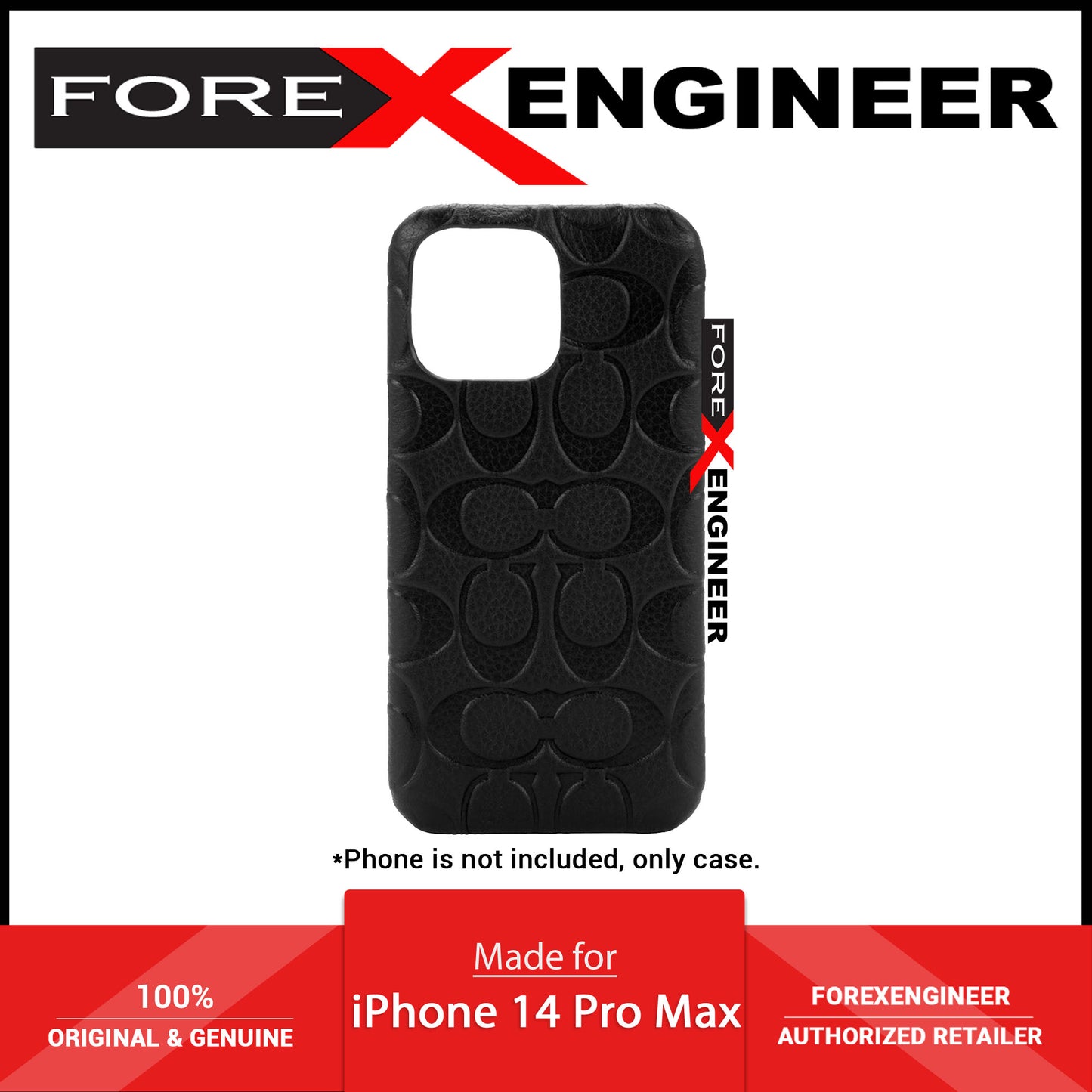 Coach Leather Slim Wrap for iPhone 14 Pro Max - Black Emboss Signature C Pebbled Leather (Barcode: 650450081120 )