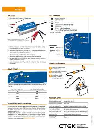 CTEK MXT 4.0 UK 24V Battery Charger + 2 Years Warranty (Barcode: 7350009567787 )