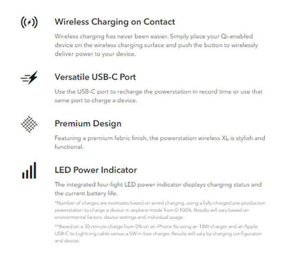 Mophie Powerstation Wireless XL with 18W USB-C PD 10,000mAh Powerbank ( Fabric ) - Black ( Barcode: 840056125971 )