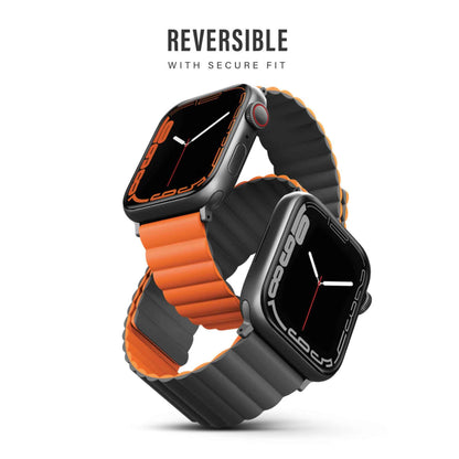 UNIQ Revix Magnetic Silicone Strap for Apple Watch Series 7 - SE - 6 - 5 - 4 - 3 - 2 - 1 ( 41mm - 40mm - 38mm ) - Caspian ( Blue - Black ) (Barcode: 8886463679111 )