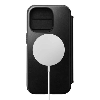 [ONLINE EXCLUSIVE] Nomad Modern Leather Folio Horween Case for iPhone 14 Pro - MagSafe Compatible - Black (Barcode: 856500012315 )