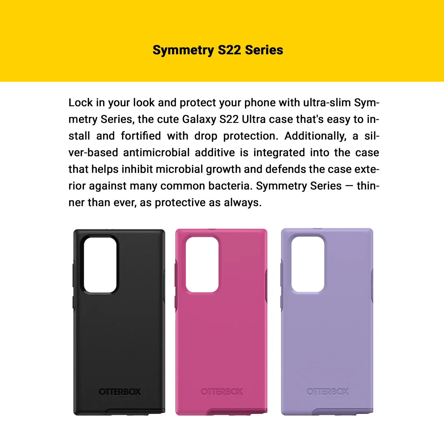 Otterbox Symmetry Series Case for Samsung Galaxy S22 Ultra - Black (Barcode: 840104295960 )
