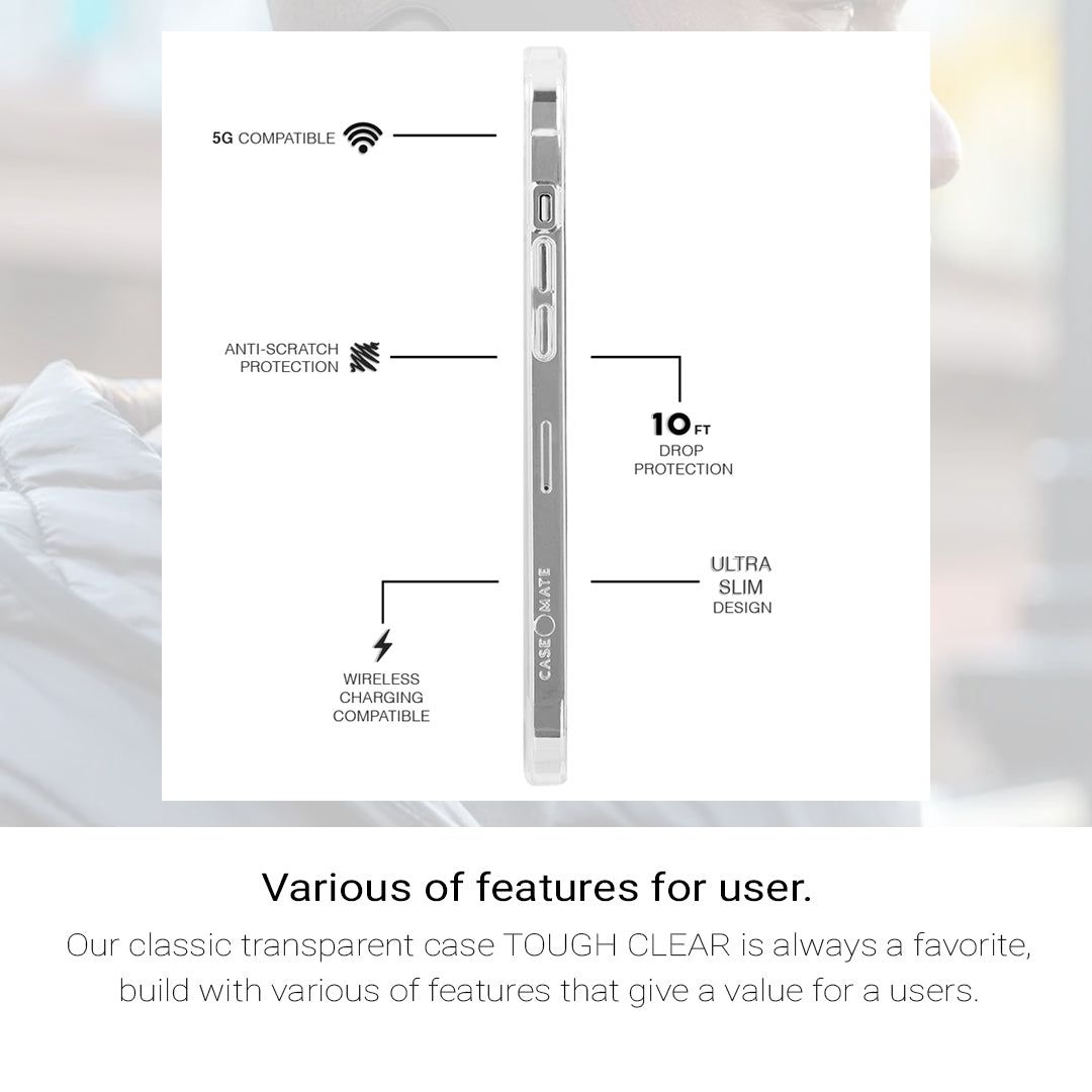 Case Mate Tough Clear for iPhone 12 - 12 Pro 5G 6.1" - Clear with Micropel ( Barcode : 846127196161 )