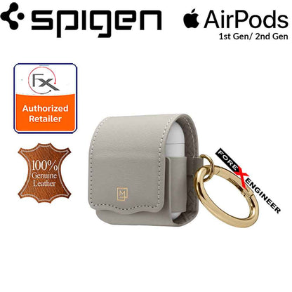 Spigen La Manon Leather for AirPods 2nd Gen - 1st Gen - Light Gray - Forexengineer-malaysia