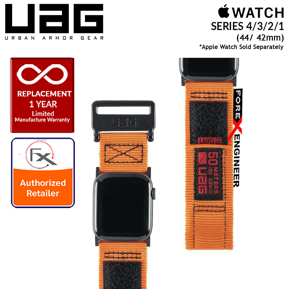 UAG Active Strap for Apple Watch Series 7 - SE - 6 - 5 - 4 - 3 - 2 - 1 ( 45mm - 42mm - 44mm ) High Strength Nylon Weave - Orange (Barcode: 812451031942 )