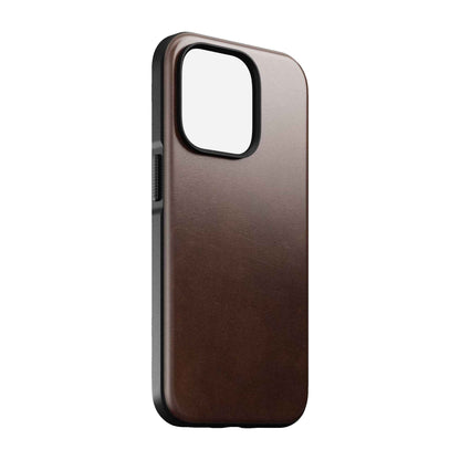 [ONLINE EXCLUSIVE] Nomad Modern Leather Horween Case for iPhone 14 Pro - MagSafe Compatible - Rustic Brown (Barcode: 856500012254 )