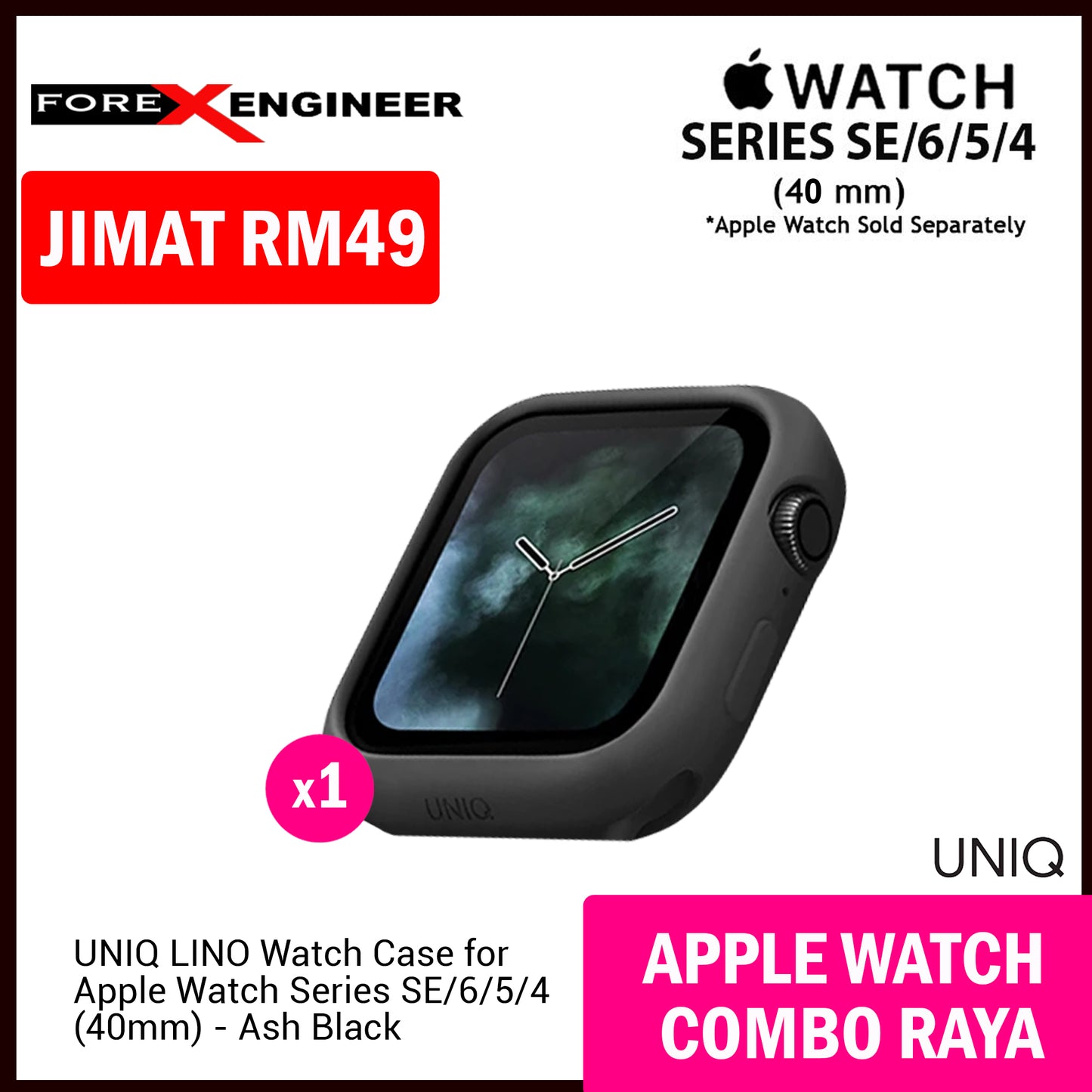 COMBO RAYA UNIQ Lino Watch Case + UAG [U] Dot Silicone Strap for Apple Watch Series SE - 6 - 5 - 4 ( 40mm )