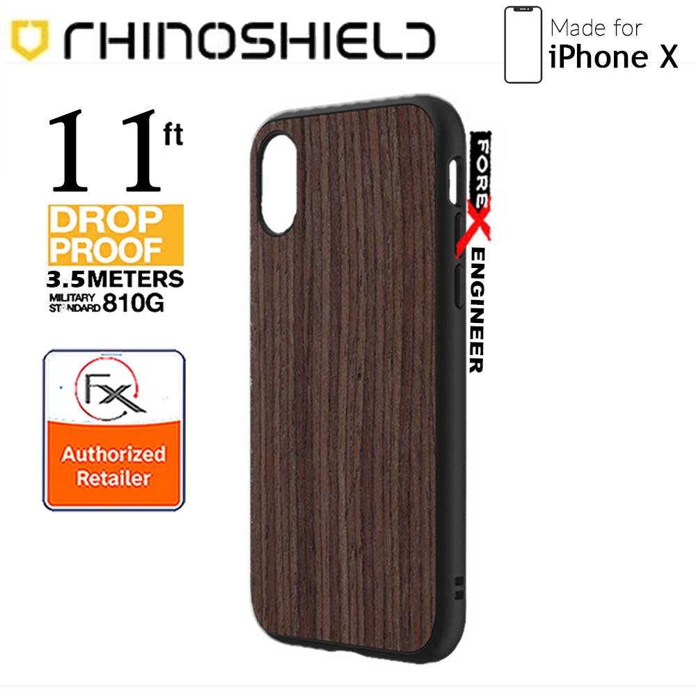 Rhinoshield SolidSuit for iPhone X - 3.5 meters Impact Protection - Dark Walnut - Black