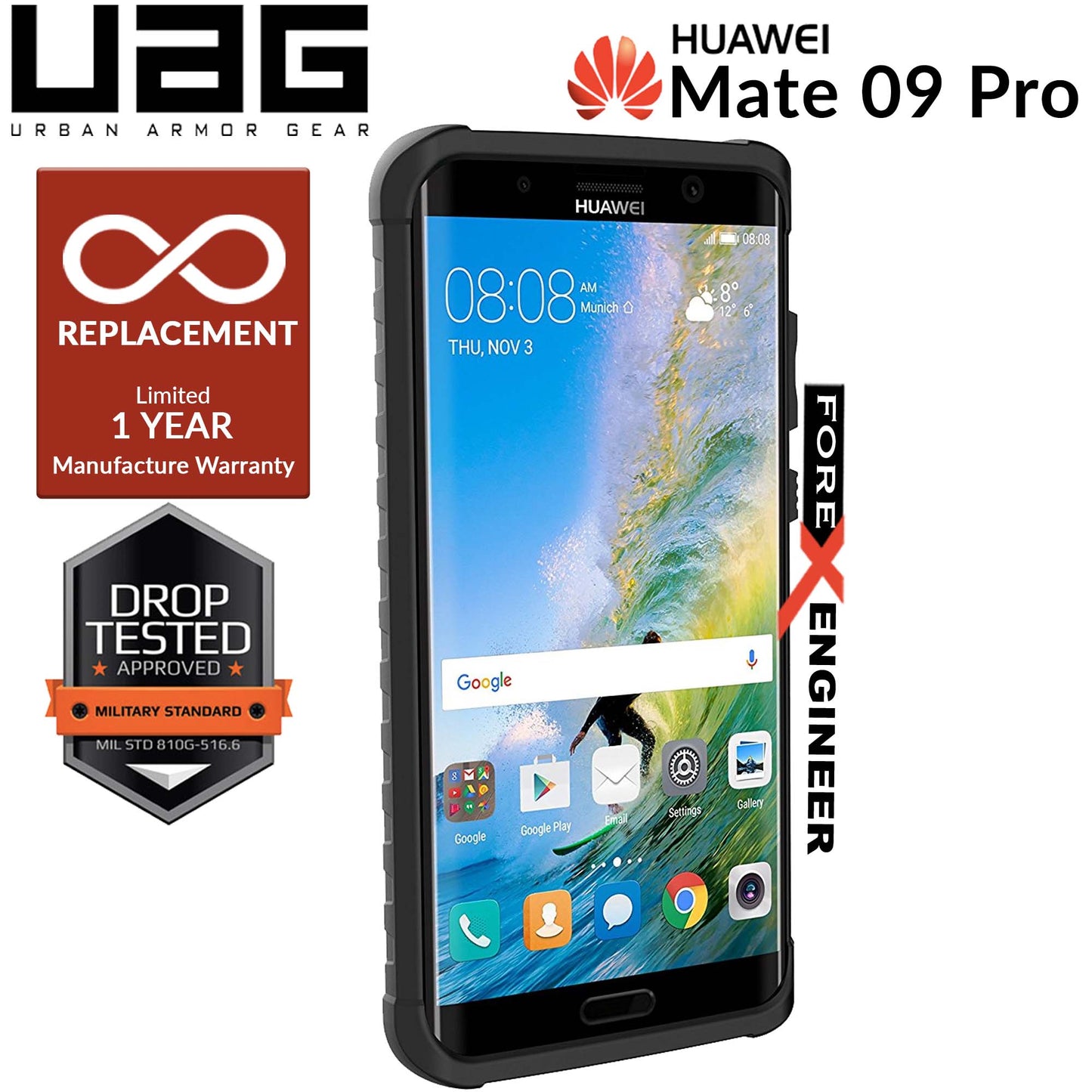 UAG Plasma for Huawei Mate 9 Pro - Feather-Light Rugged Military Drop Tested - Ice color
