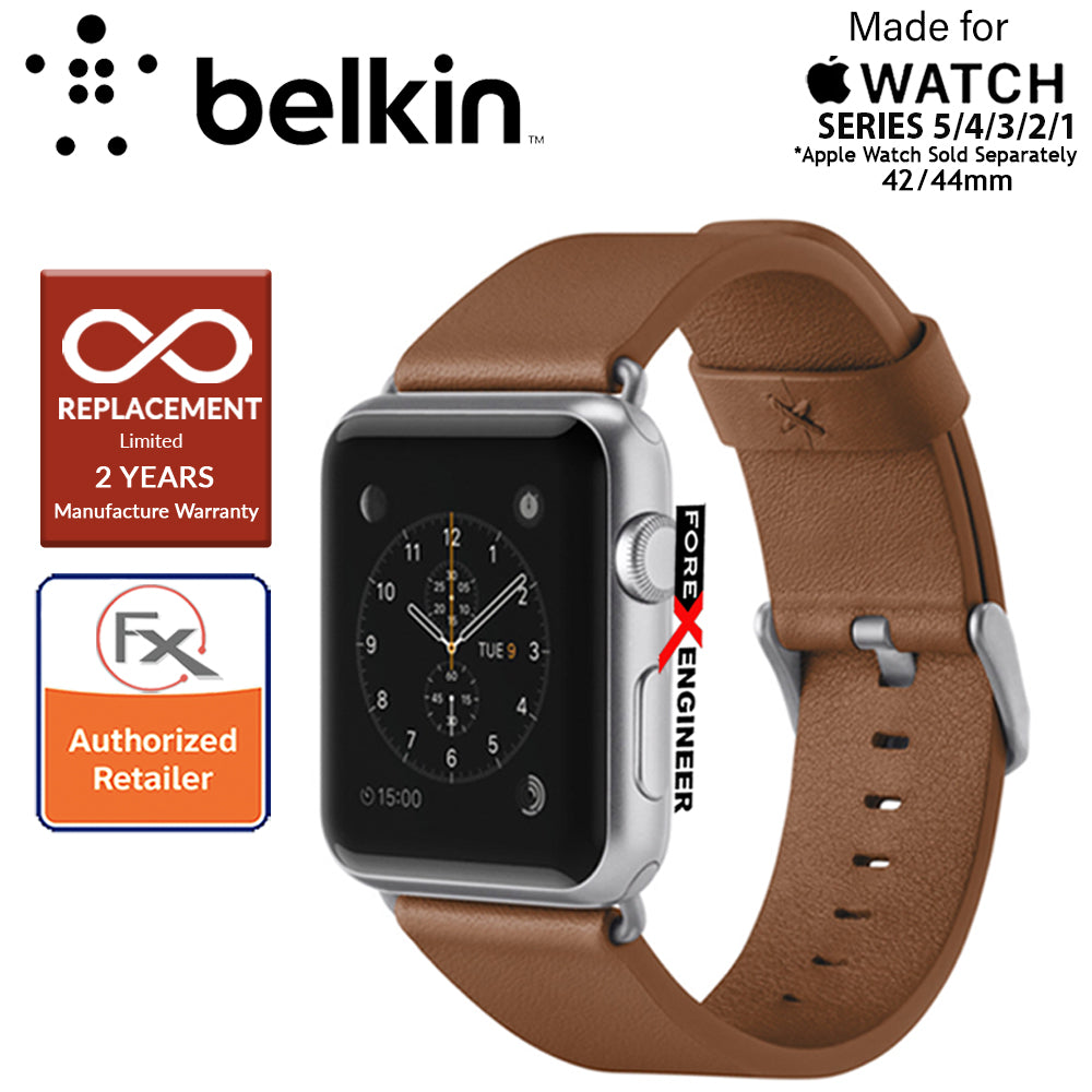 Belkin Classic Leather Band for Apple Watch Series 7 -  SE - 6 - 5 - 4 - 3 - 2 - 1 ( 42mm - 44mm ) ( Tan ) ( Barcode : 745883723744 )