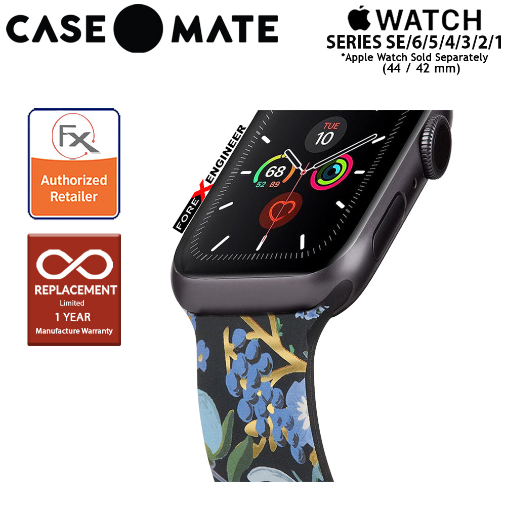 Case Mate Rifle Paper Watch Band for Apple Watch Series 7 - SE - 6 - 4 - 3 - 2 - 1  ( 45mm - 44mm - 42mm ) - Garden Party Blue ( Barcode : 840171701111 )